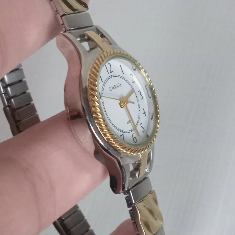 Carriage by Timex C3C359 Two Toned Elasticized Women's Watch Needs New Battery